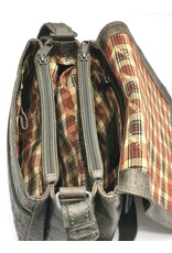 HillBurry Leather shoulder bags crossbody bags - Hillburry Shoulder Bag with Embossed Leaves grey/green