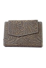 HillBurry Leather Wallets -  HillBurry leather wallet with pressed floral pattern green