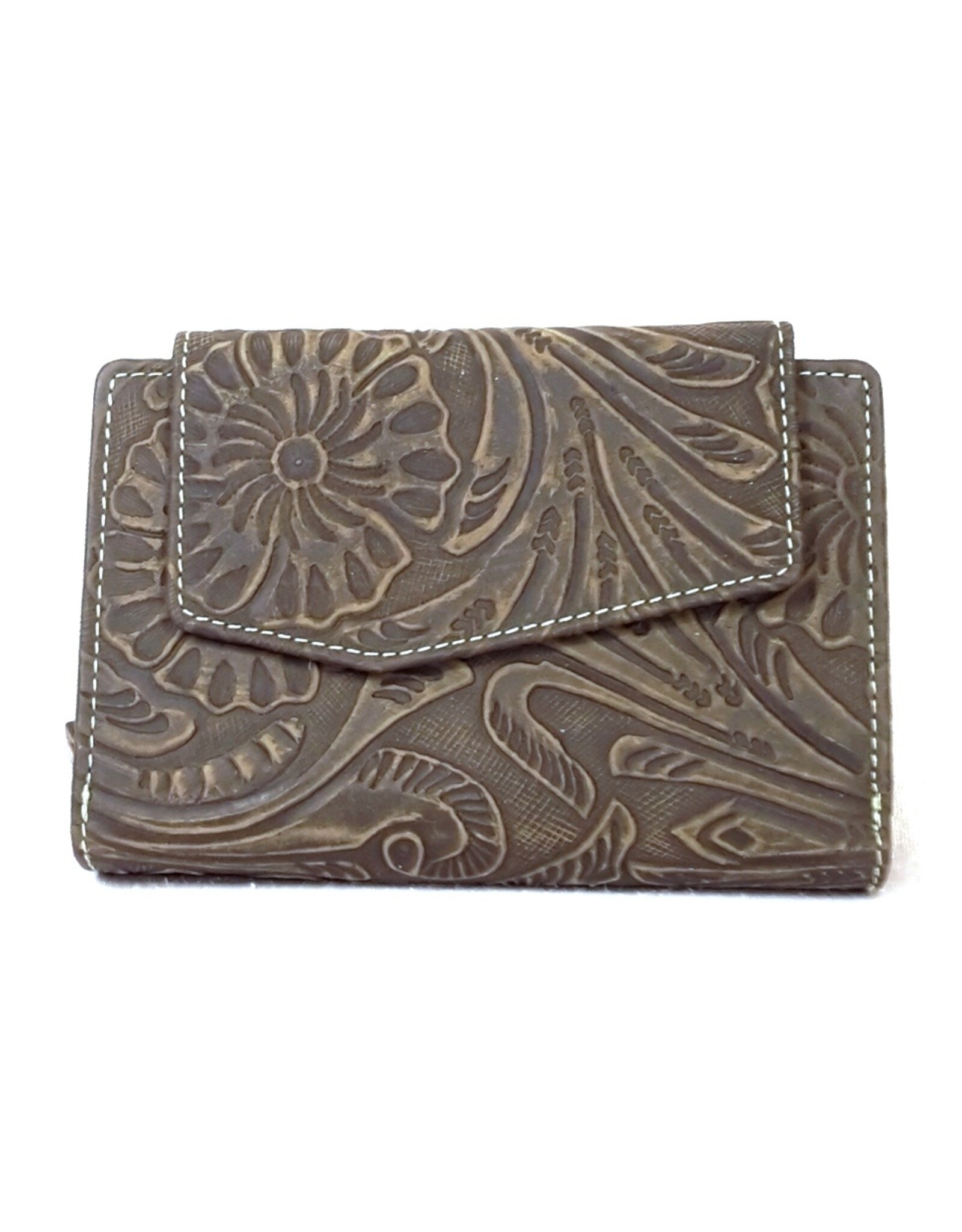 HillBurry Leather Wallets -  HillBurry leather wallet with pressed floral pattern green