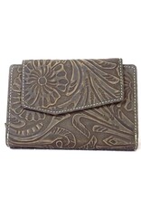 HillBurry Leather Wallets -  HillBurry leather wallet with pressed floral pattern green