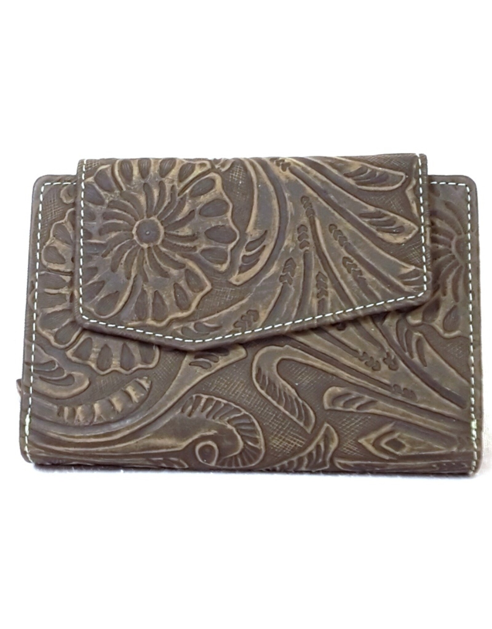 HillBurry Leather Wallets -  HillBurry leather wallet with pressed floral pattern green