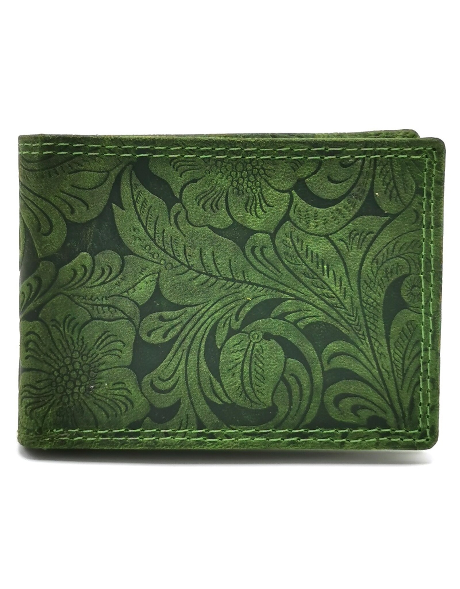 Leather Fox Leather Wallets - Leather Wallet with Embossed Flowers small