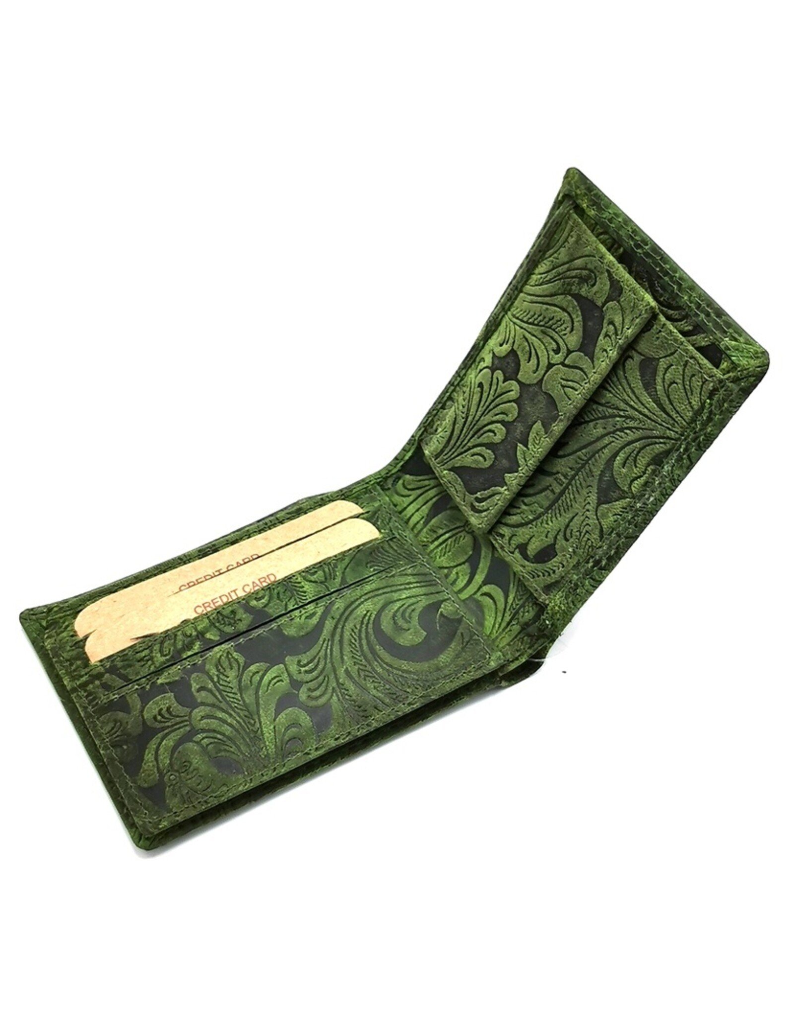 Leather Fox Leather Wallets - Leather Wallet with Embossed Flowers small