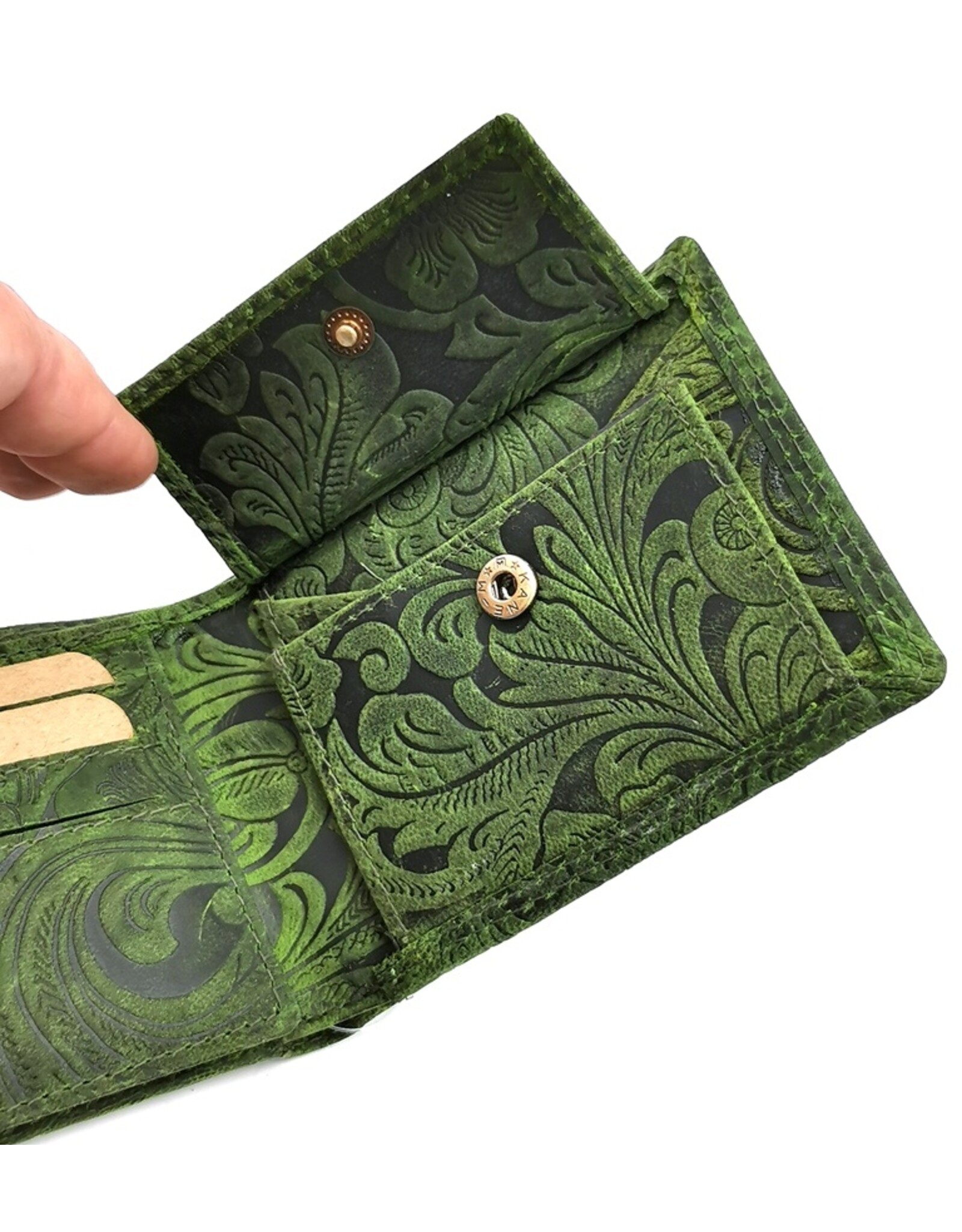 Leather Fox Leather Wallets - Leather Wallet with Embossed Flowers small