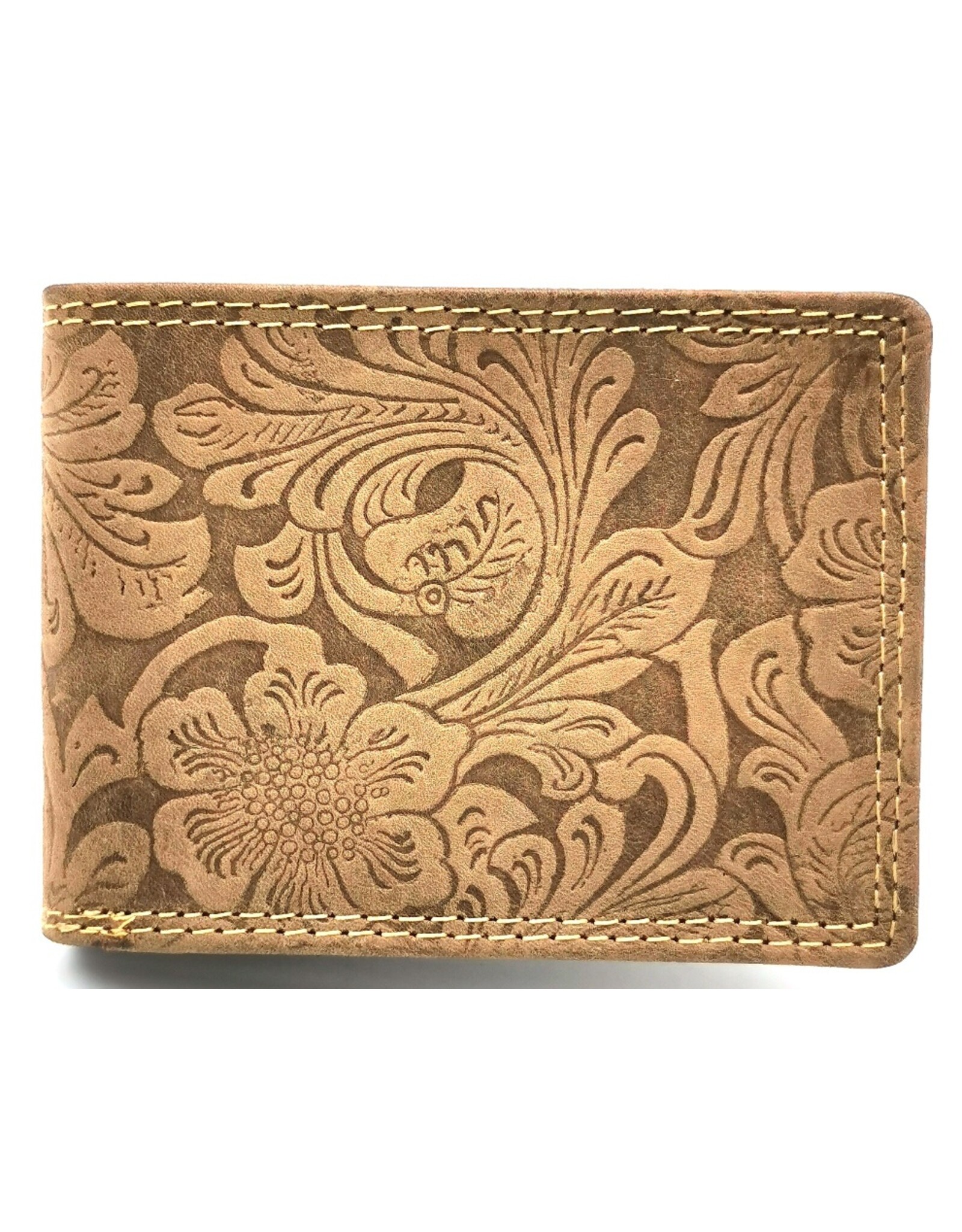 Leather Fox Leather Wallets - Leather Wallet with Embossed Flowers small