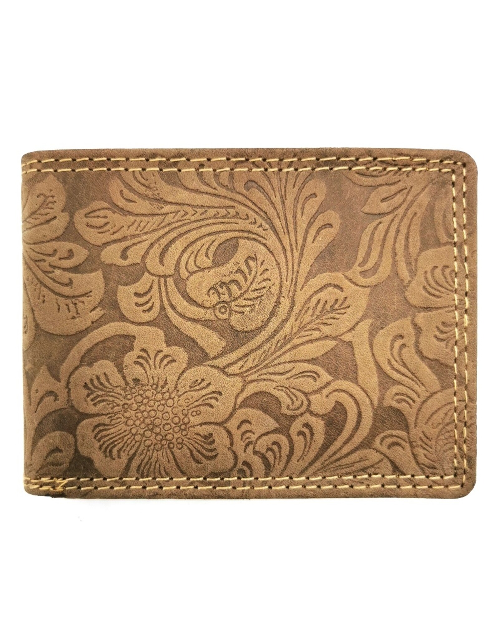 Leather Fox Leather Wallets - Leather Wallet with Embossed Flowers small