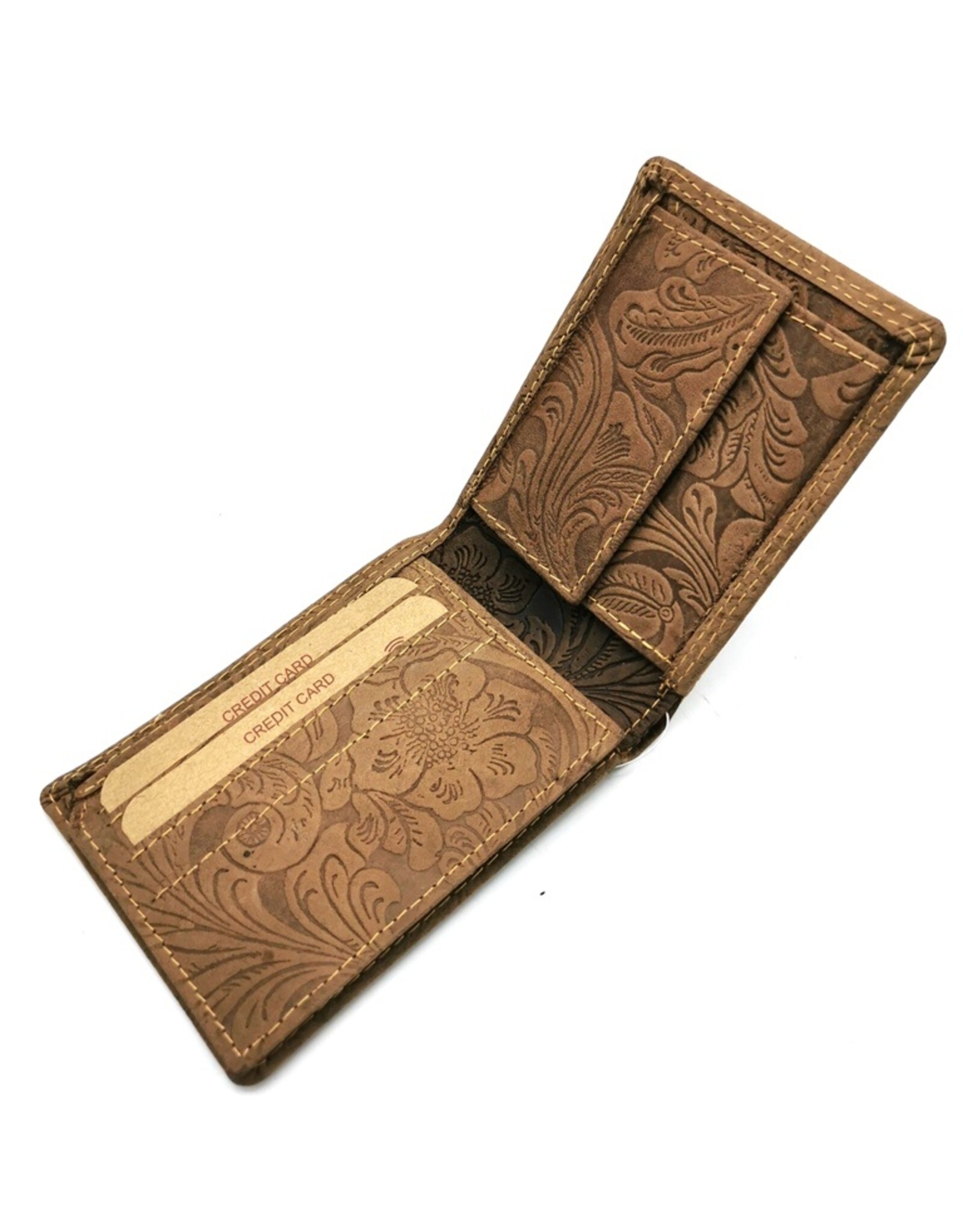 Leather Fox Leather Wallets - Leather Wallet with Embossed Flowers small