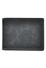 Leather Fox Leather Wallets -  Leather Wallet with Floral Relief anthracite (small)