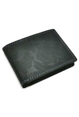 Leather Fox Leather Wallets -  Leather Wallet with Floral Relief anthracite (small)