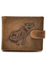 Leather Fox Leren Portemonnees - Leren Portemonnee met Wolf relief Buffelleer