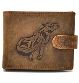 Leather Fox Leather Wallet with embossed Wolf Buffalo Leather