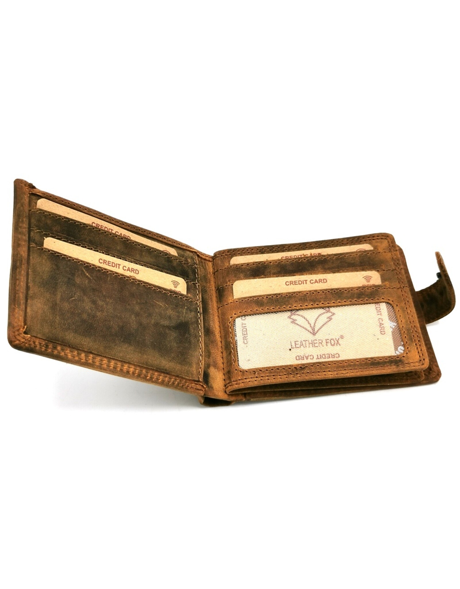 Leather Fox Leren Portemonnees - Leren Portemonnee met Wolf relief Buffelleer