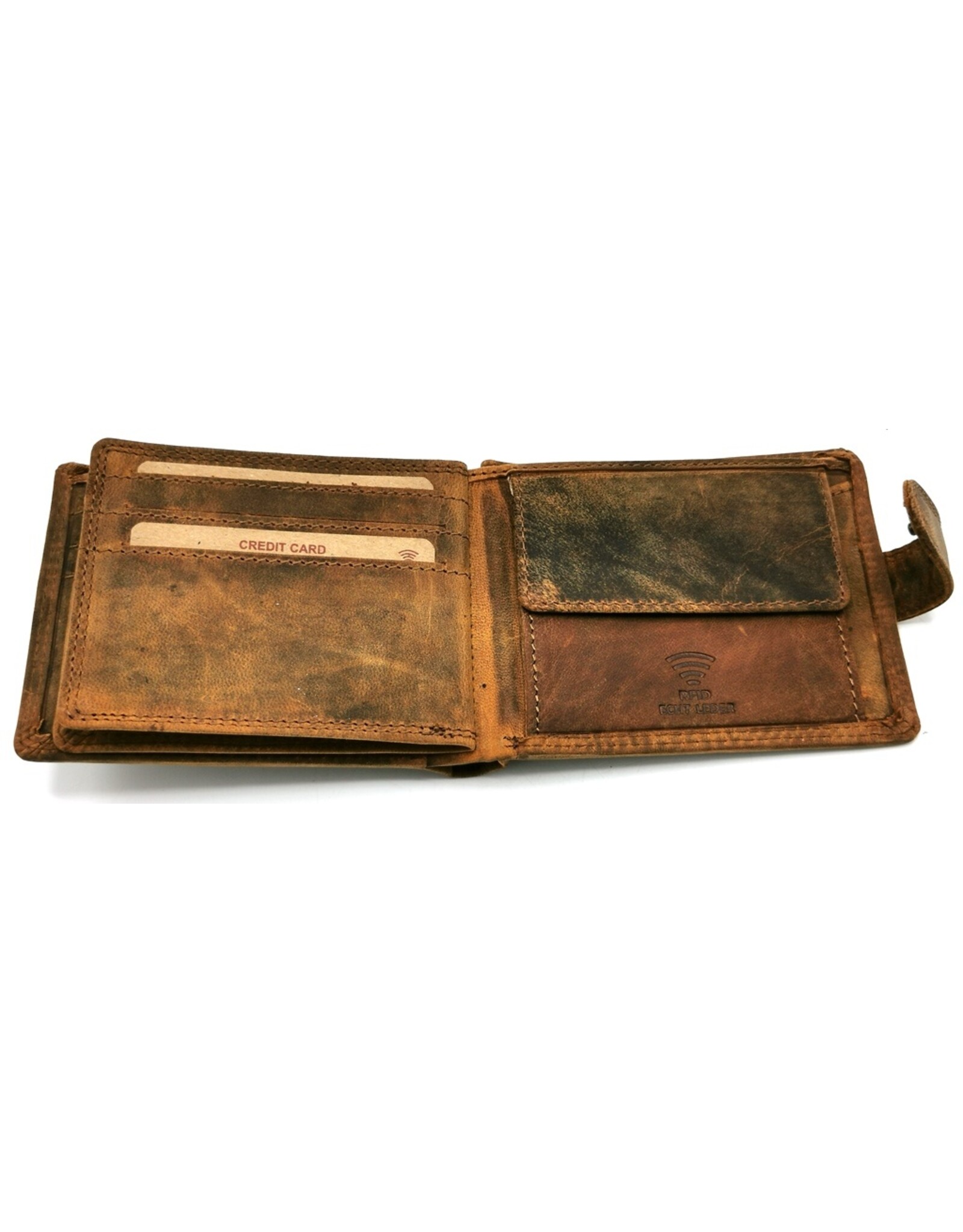 Leather Fox Leather Wallets -  Leather Wallet with embossed Wolf Buffalo Leather