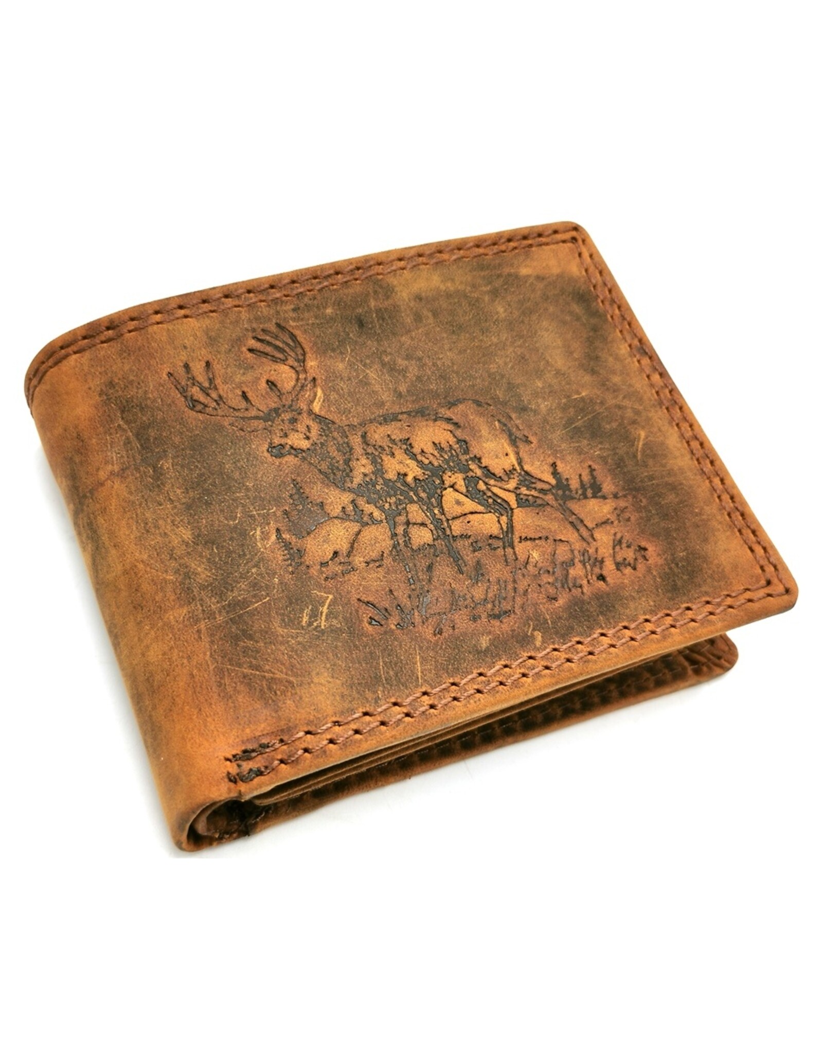 Leather Fox Leather Wallets - Leather Wallet with embossed Deer