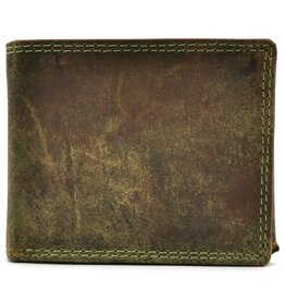 Leather Fox Leather Wallet Vintage Leather Moss Green