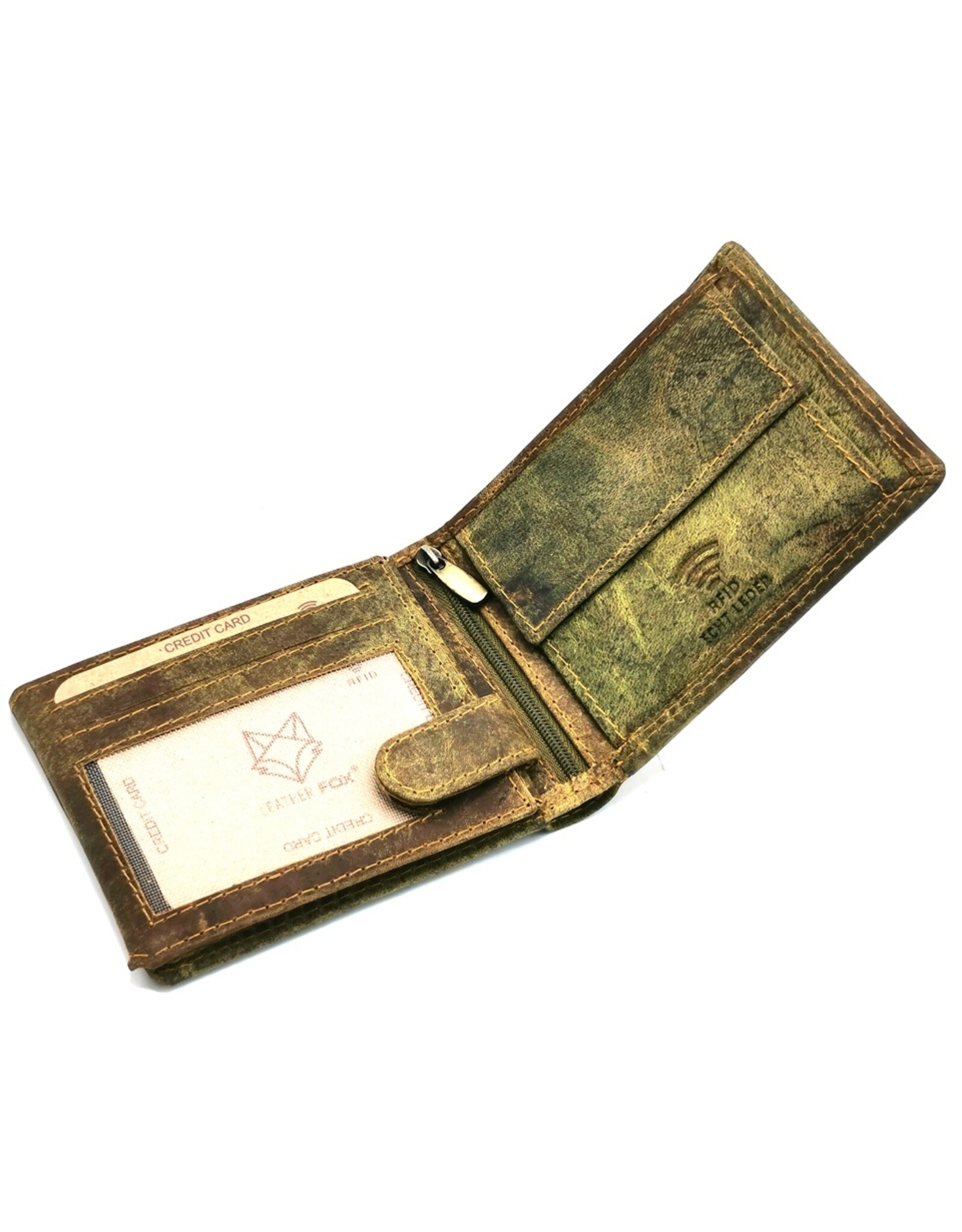 Leather Fox Leather Wallets - Leather Wallet Vintage Leather Moss Green