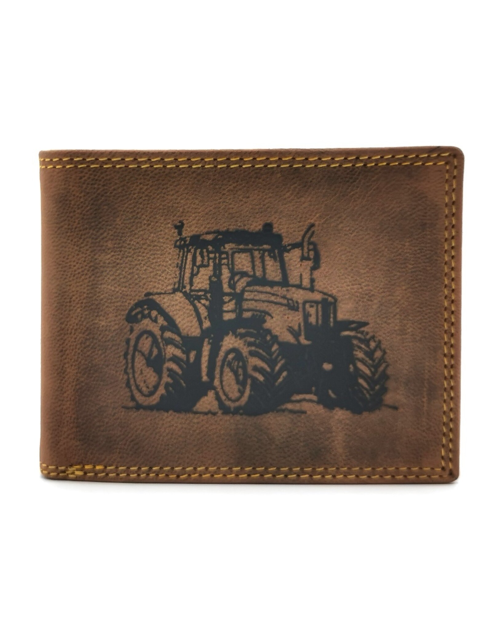 Hunters Leather wallets - Leather Wallet with Tractor print brown