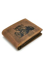 Hunters Leather wallets - Leather Wallet with Tractor print brown