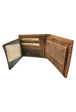 Hunters Leather wallets - Leather Wallet with Tractor print brown