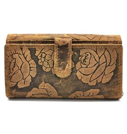 Hunters Leather Hunters Wallet Embossed Roses