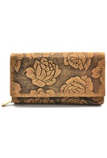 Hunters Leather wallets - Leather Wallet Embossed Roses