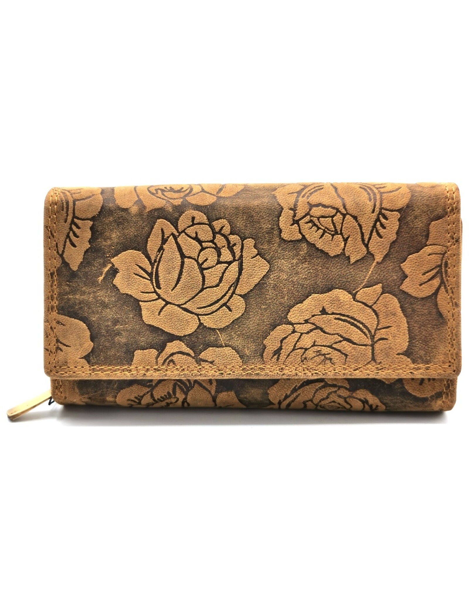 Hunters Leather wallets - Leather Wallet Embossed Roses