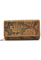 Hunters Leather wallets - Leather Wallet Embossed Roses