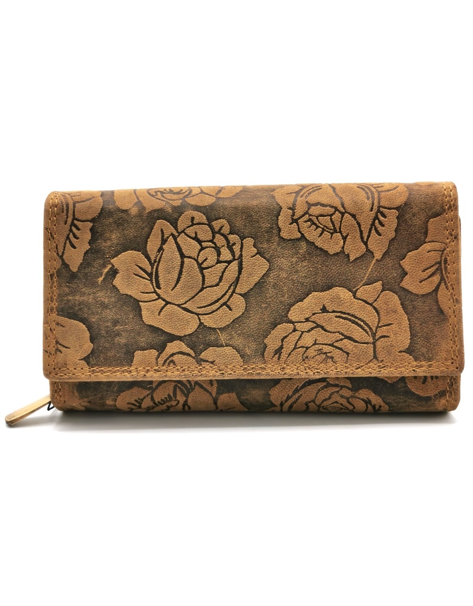 Hunters Leather wallets - Leather Wallet Embossed Roses