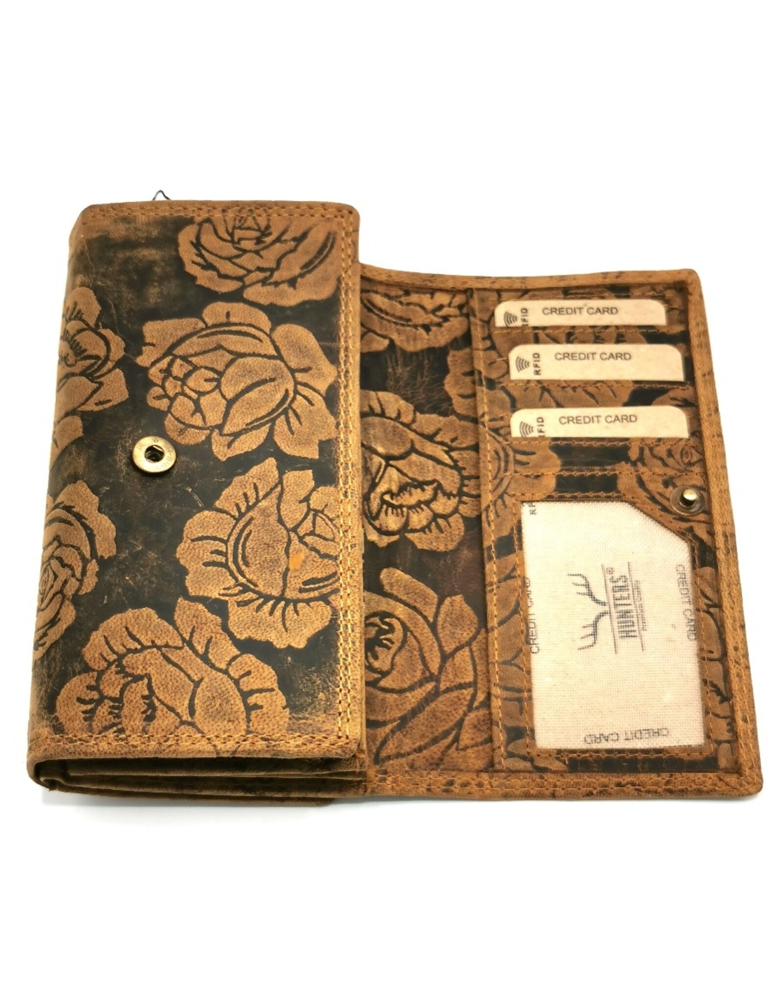 Hunters Leather wallets - Leather Wallet Embossed Roses