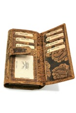 Hunters Leather wallets - Leather Wallet Embossed Roses