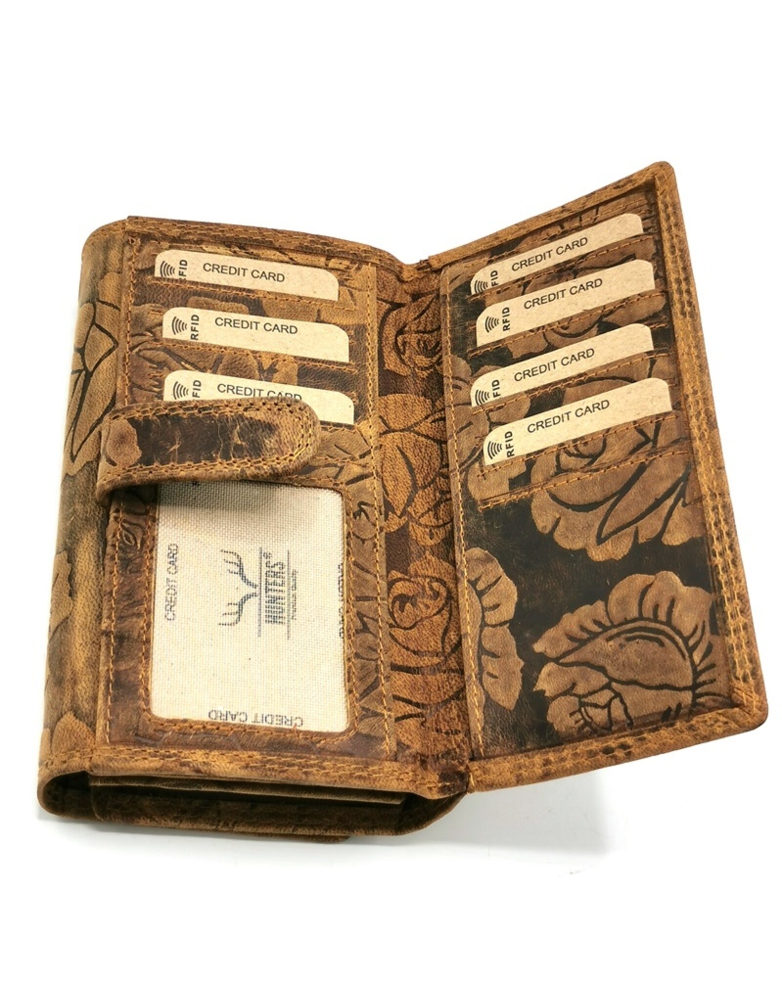 Hunters Leather wallets - Leather Wallet Embossed Roses