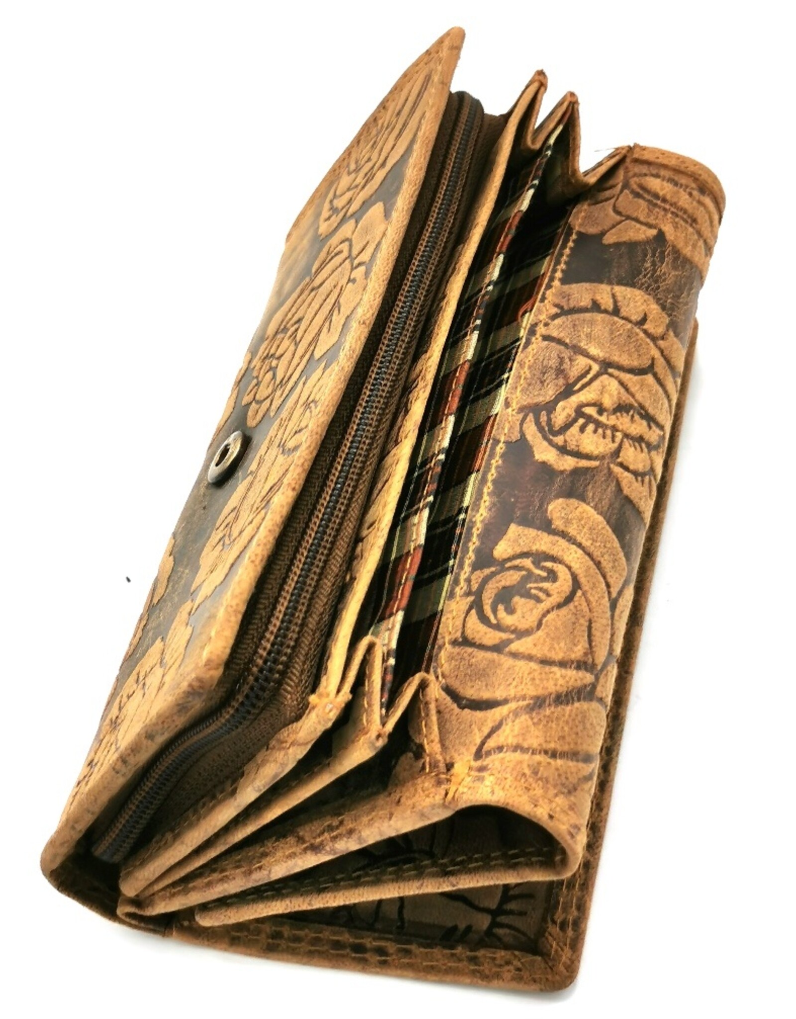 Hunters Leather wallets - Leather Wallet Embossed Roses
