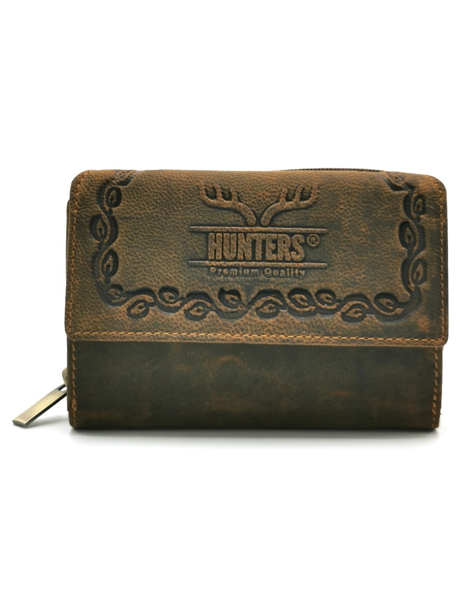 Hunters Leren portemonnees - Leren Hunters Portemonnee Western reliëf medium