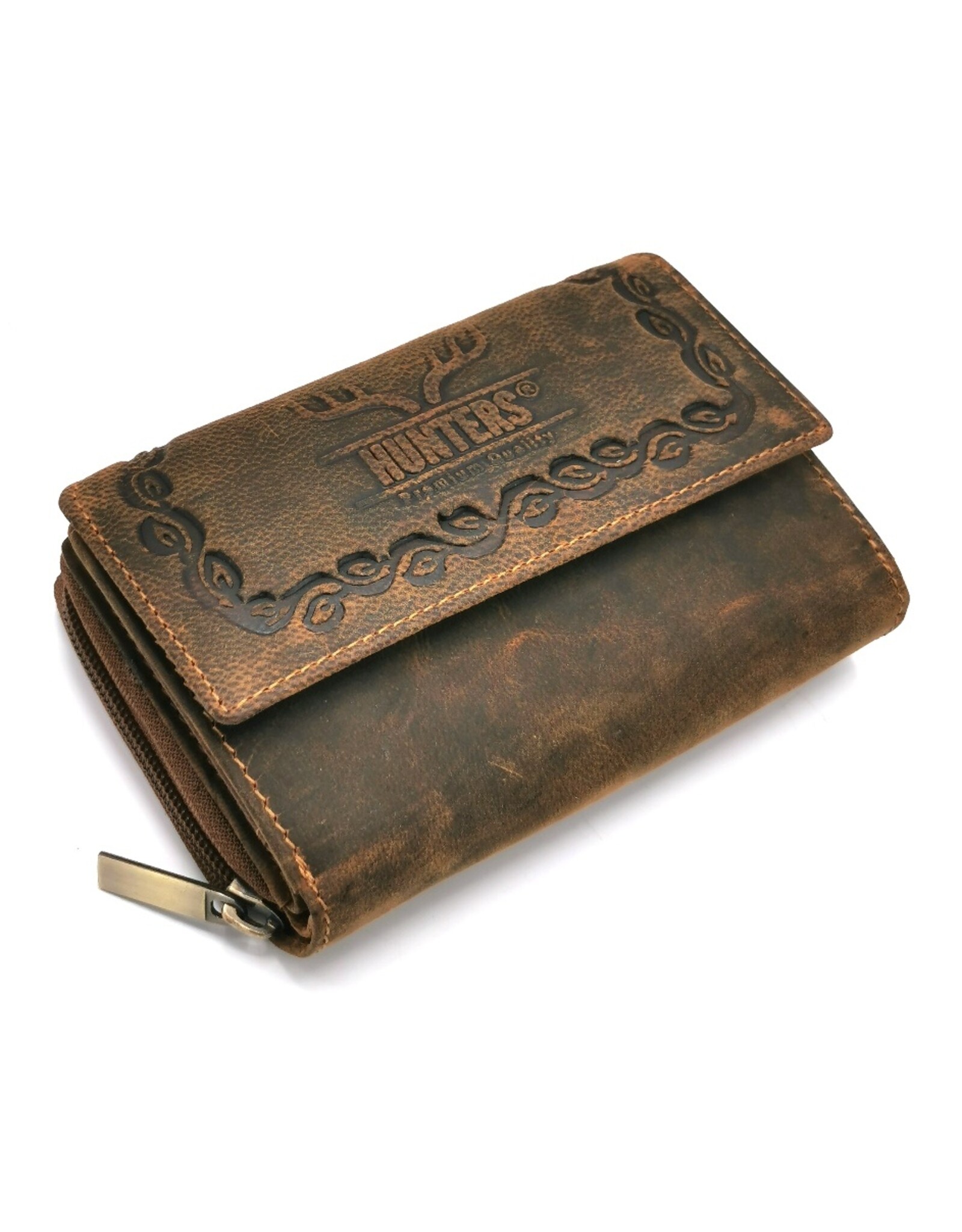 Hunters Leather wallets - Leather Hunters Wallet Western embossed medium