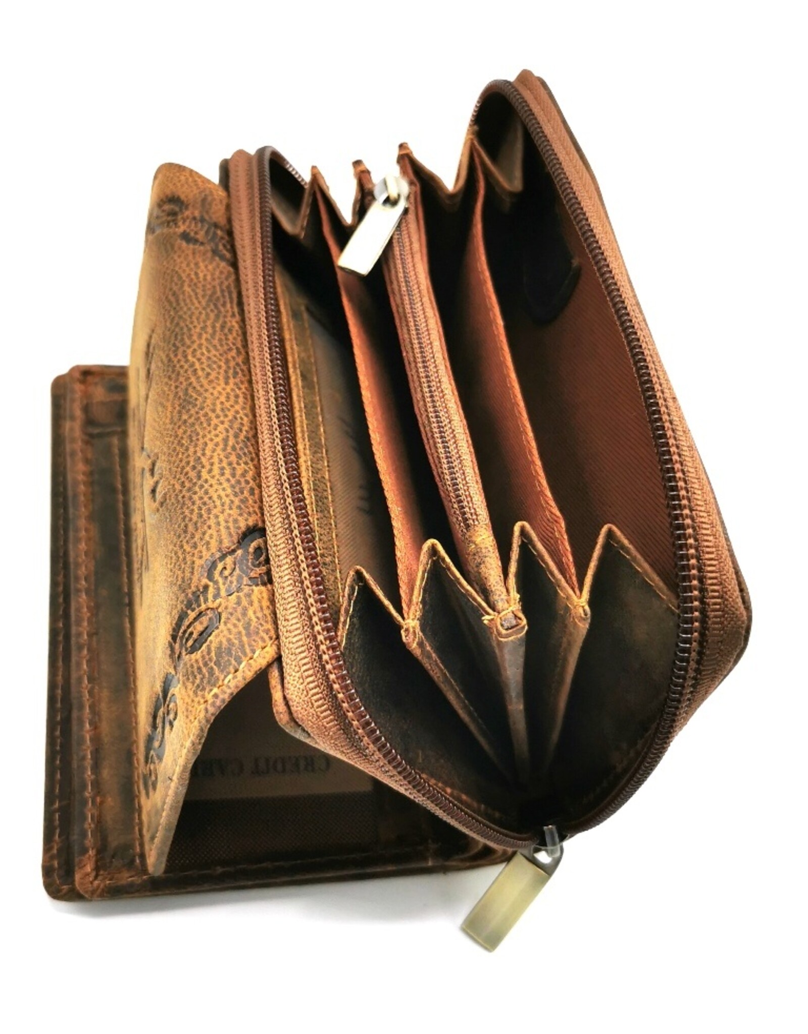 Hunters Leather wallets - Leather Hunters Wallet Western embossed medium