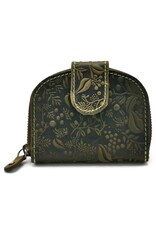 HillBurry Leather wallets - HillBurry Leather Wallet Floral Embossed Half Round Green