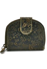 HillBurry Leather wallets - HillBurry Leather Wallet Floral Embossed Half Round Green