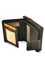 HillBurry Leather wallets - HillBurry Leather Wallet with Embossed Flowers Brown