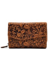 HillBurry Leather wallets - HillBurry Leather Wallet with Embossed Leaves tan