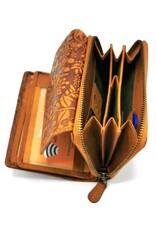 HillBurry Leather wallets - HillBurry Leather Wallet with Embossed Leaves tan