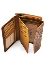 HillBurry Leather wallets - HillBurry Leather Wallet with Embossed Leaves tan