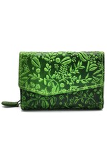 HillBurry Leather wallets - HillBurry Leather Wallet with Embossed Leaves green