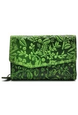 HillBurry Leather wallets - HillBurry Leather Wallet with Embossed Leaves green