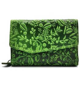 HillBurry HillBurry Wallet with Embossed Leaves groen