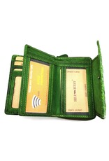 HillBurry Leather wallets - HillBurry Leather Wallet with Embossed Leaves green