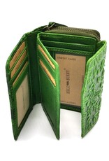 HillBurry Leather wallets - HillBurry Leather Wallet with Embossed Leaves green