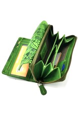 HillBurry Leather wallets - HillBurry Leather Wallet with Embossed Leaves green