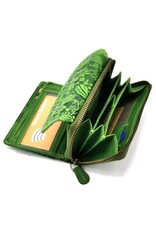 HillBurry Leather wallets - HillBurry Leather Wallet with Embossed Leaves green