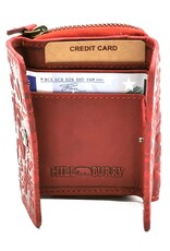 HillBurry Leren Portemonnees - Hillburry Leren miniportemonnee met reliëf bloemen