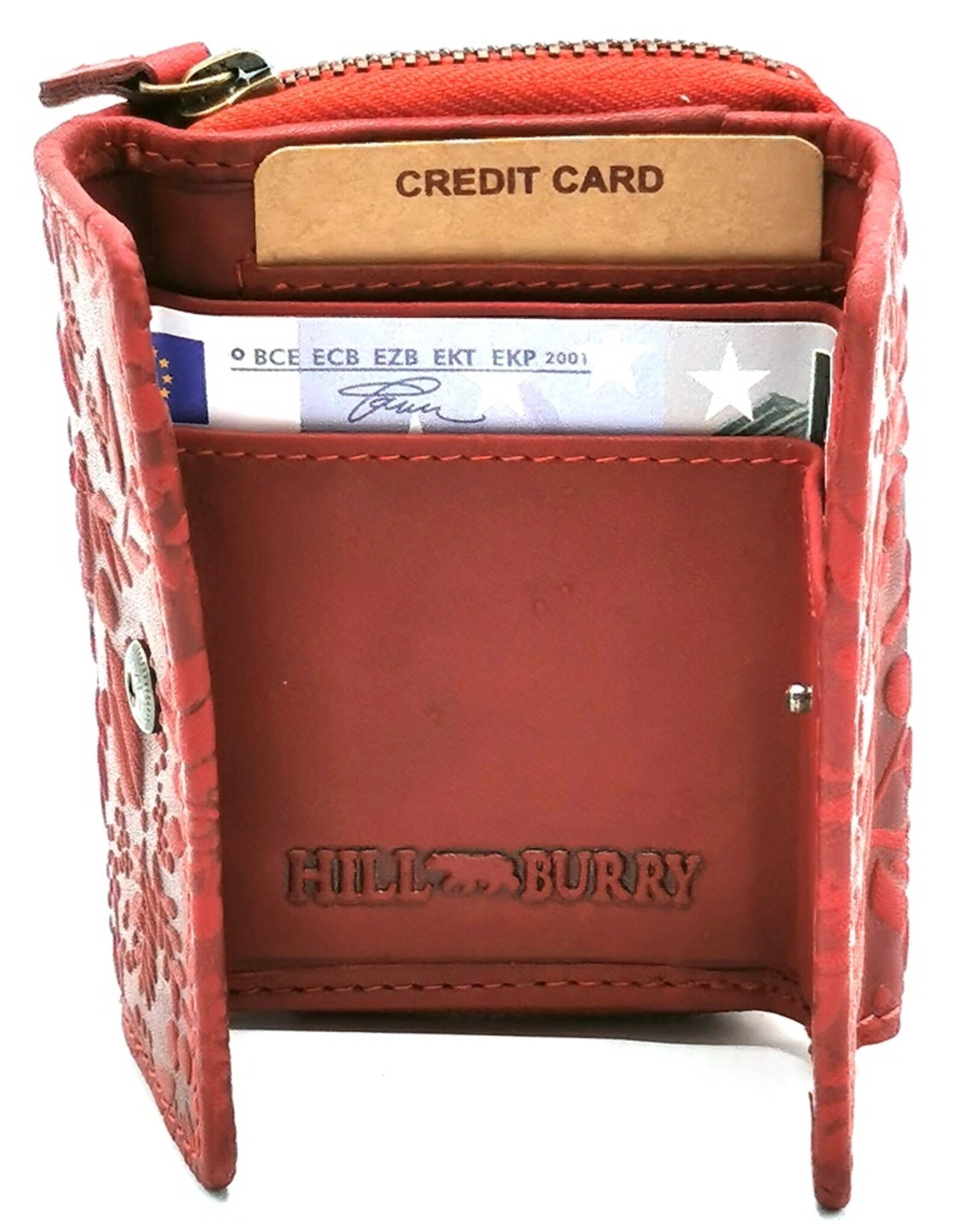 HillBurry Leather Wallets - Hillburry Leather mini wallet with embossed flowers